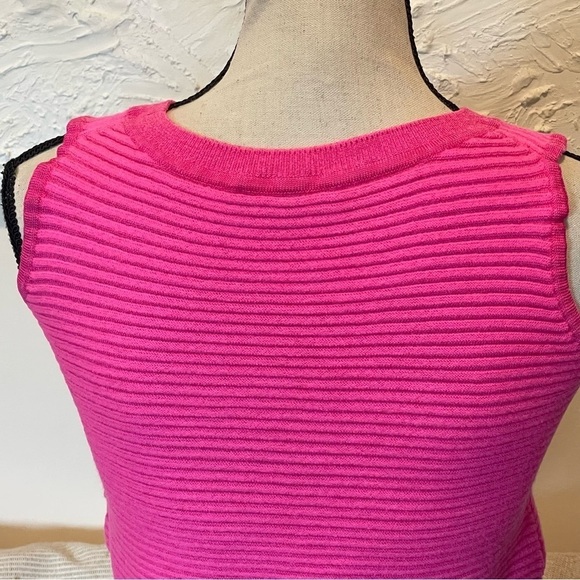 St John Knit Tank Top Crop Ribbed Hot Pink Wool Size M - Picture 6 of 8